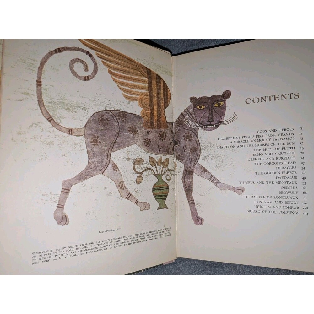 Vintage 1959 Golden Treasury of Myths & Legends Deluxe Edition Illustrated HC - Picture 11 of 14